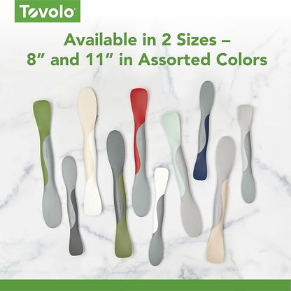 Tovolo Mini Scoop and Spread Tool for Kitchen Meal Prep Small Sandwich Spreader Spatula for Peanut Butter Jelly, Silicone BPA Free Dishwasher Safe Scooper Spreader, Thyme Green and Charcoal Gray