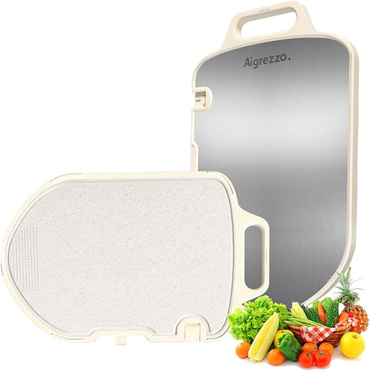 Titanium Cutting Board, 16x11x0.9 inch Non-Slip Chopping Board with Knife Sharpener, Dual-Sided Titanium & Wheat Straw PP, Anti-Spill Edge, Dishwasher Safe，Shield