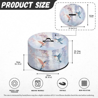 Slow Cooker Dust Cover Compatible with 6-8 qt Crock for Pot Highland Blue Hummingbird Floral Small Kitchen Appliance Decor Dust Cover