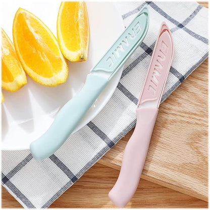 6 Pack Ceramic Paring Knife with Knife Cover, Lightweight Ceramic Knives, Fruit and Vegetable Small Knife (Mix)