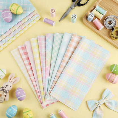 Tatuo 30 Pcs 10 x 10 Inches Pastel Gingham Cotton Fabric Bundle Squares Patchwork Checkered Fabric Sewing Quilting Bundles Assorted Pattern Cloth for DIY Scrapbook Craft Making
