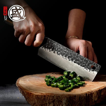 MITSUMOTO SAKARI 7-Inch Japanese Nakiri Knife, SKD-11 Steel | Wide 2mm Nakiri blade for vegetable push cuts, 3-layer SKD-11 steel, textured finish, pakkawood handle