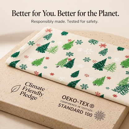 Urban Villa Kitchen Towels Christmas Green Trees Print Premium Quality,100% Cotton Dish Towels Mitered Corners Ultra Soft (Size: 20X30 Inch) Highly Absorbent Bar Towels & Tea Towels - (Set of 6)