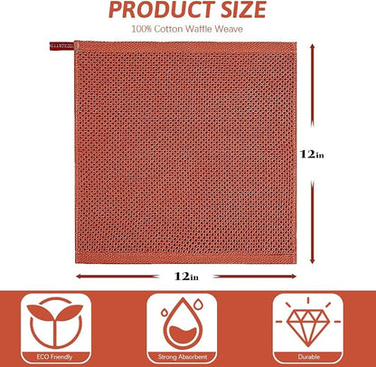 Nialnant 6 Pack Dish Towels,100% Cotton Hand Towels for Kitchen,Housewarming Gifts for New Home,Kitchen Dish Rags 12x12 Inches, Brick Red