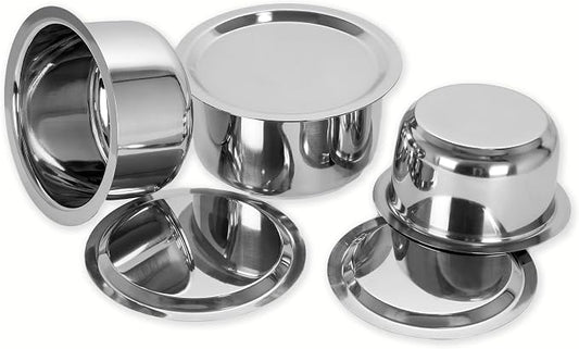 Sumeet Stainless Steel Cookware Set With Lid, 1L, 1.4L, 1.8L, 3 Piece (White)