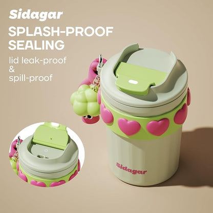 SDGA+ 12 oz Travel Coffee Mug Spill Proof Leak Proof, Stainless Steel Thermal Coffee Cup with Lid, Resuable Cup for Hot and Cold, Portable Tumbler for Women, Minty Matcha
