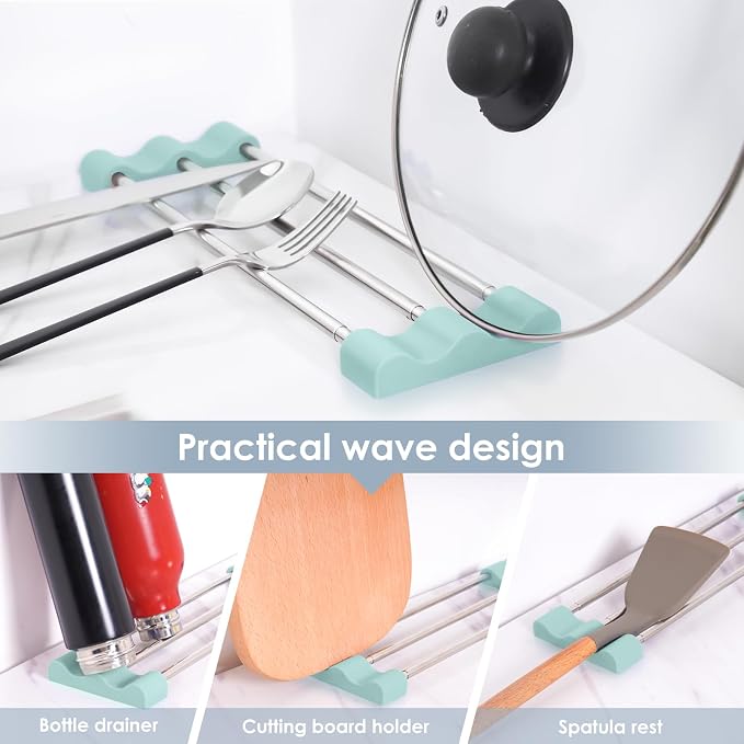 Extendable Over Sink Drying Rack, 3-Bar Telescopic Sink Dish Rack, SUS304 Stainless Steel with Light Cyan Silicone Ends, 10.24-20.47 in Adjustable, 16.5 lb Heat Resistant 428°F, Dishwasher Safe