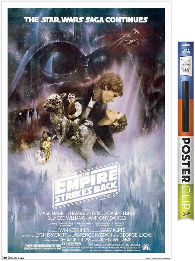 Trends International Star Wars: The Empire Strikes Back - The Saga Continues One Sheet Wall Poster, 22.375" x 34", Premium Poster & Clip Bundle