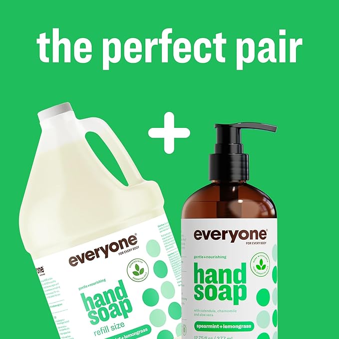 Everyone Liquid Hand Soap Refill, 1 Gallon, Spearmint and Lemongrass, made with Essential Oils for Kitchen and Bathroom