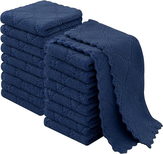 Homaxy 18 Pack Kitchen Cloths Dish Towels (7" x 9", Navy Blue), Super Soft and Absorbent Coral Velvet Dishcloths, Fast Drying No Lint Microfiber Cleaning Rags