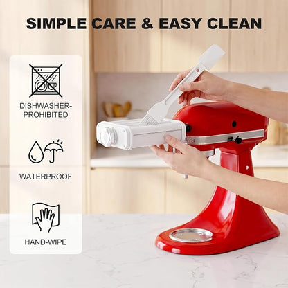 Pasta Attachment for KitchenAid Stand Mixers, 3 in 1 Pasta Maker Set for Kitchenaid, Includes Pasta Roller, Pasta Cutter and Fettuccine Cutter with Cleaning Brush