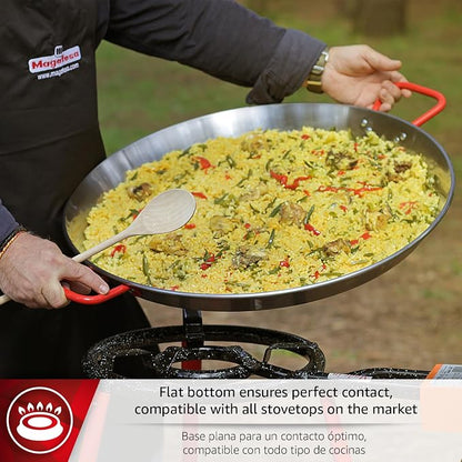 Magefesa 12" Carbon Steel Paella Pan – 30 cm - 4 Servings, Durable & Lightweight with Dimpled Surface, Ideal for Outdoor Cooking & Traditional Valencian Paella