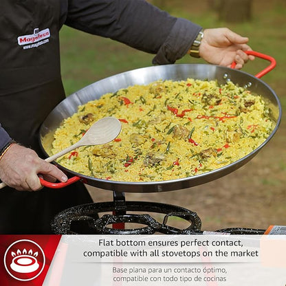 Magefesa 8" Carbon Steel Paella Pan – 20 cm - 1 Serving, Durable & Lightweight with Dimpled Surface, Ideal for Outdoor Cooking & Traditional Valencian Paella