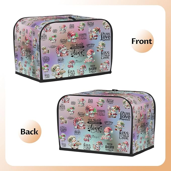 Toaster Cover 2 Slice Wide Slot Cute Christmas GnomesBread Toaster Oven Dustproof Cover Small Appliance Kitchen Covers Dust and Fingerprint Protection for Women Gift 2 Slice