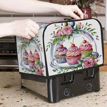 Toaster Cover 4 Slice Wide Slot Cake FlowerBread Toaster Oven Dustproof Cover Small Appliance Kitchen Covers Dust and Fingerprint Protection for Women Gift 4 Slice