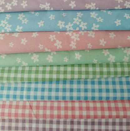 7 pcs 20" x 20" Cotton Fabric DIY Making Supplies Quilting Patchwork Fabric Fat Quarter Bundles DIY for Quilting Cotton Patchwork Cushions (8pcs Small Flowers Square, 20" x 20")