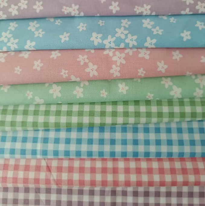 7Pcs 20" x 20" Cotton Fabric DIY Making Supplies Quilting Patchwork Fabric Fat Quarter Bundles DIY for Quilting Cotton Patchwork Cushions (Small Flowers Square, 20 x 20 inches)