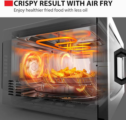 Toshiba Air Fryer Combo 4-in-1 Countertop Microwave Oven, Smart Sensor, Convection, Mute Function, Position Memory 13.6" Turntable, 1.5 Cu Ft, 1000W, Silver, ML-EC42P(SS)