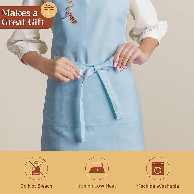 Maison d' Hermine 100% Cotton Apron for women with Pocket Kitchen Chef Apron for Men Cooking Spring Summer