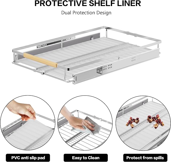 Large Pull Out Cabinet Organizer, Heavy Duty Cabinet Expandable Pull Out Shelves, Slide Out Cabinet Organization Storage, 3 Pack 23.2''-40''W