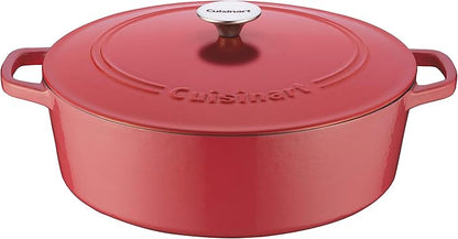 Cuisinart Chef's Classic Enameled Cast Iron Dutch Oven with Lid, Porcelain Enameled Interior, Oven Safe, Induction Compatible, 7-Quart, Oval, Peony Pink