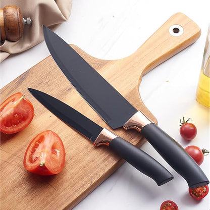 19 Pieces Kitchen Cooking Utensils and Knife Set with Holder Block, Include 11 Pcs Silicone Cooking Utensils 5 Pcs Sharp Stainless Steel Knives Scissors Whisk Tongs and Cutting Board (BLACK)