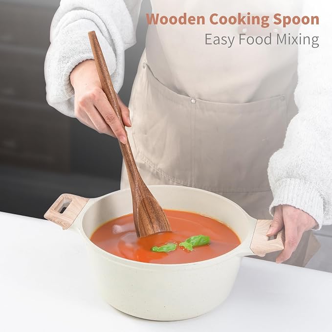 Wooden Cooking SpoonS 2PCS Wooden Spoons for Cooking 14" Acacia Wood Spoons for Cooking Long Wooden Spoon Cooking Long Spoons for Stirring large Wood Spoons Spootle large Kitchen Spoon