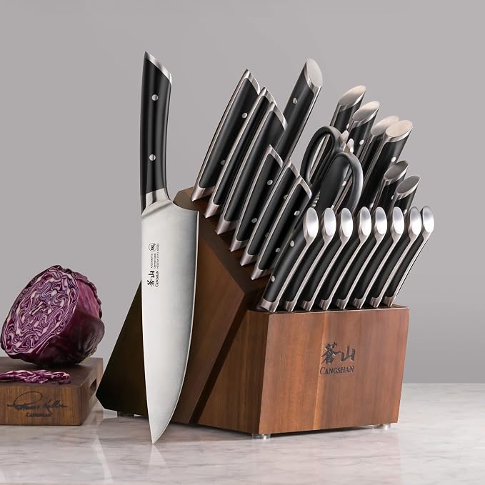 Cangshan HELENA Series German Steel Forged Knife Block Set (23-Piece, Black)