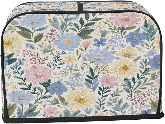 4 Slice Spring Flowers Art Toaster Cover Waterproof Dust Fingerprint Bread Machine Cover Washable Kitchen Appliance Protector For Home Kitchen Bakeware Table Decor Women Gifts