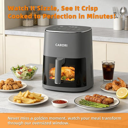 6Qt Air Fryer with Viewing Window, 12 Preset, Large Capacity, 400℉ Max Crisp, 1700W Quick Even Easy Meals, Nonstick Dishwasher Safe Basket, Bake Roast Dehydrate Reheat