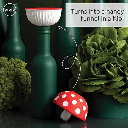 OTOTO Mushroom - Foldable Small Kitchen Funnel with Wide Mouth for Jars. Bottle Liquid Transfer - Silicone, 100% Food Safe, BPA Free, Dishwasher Safe