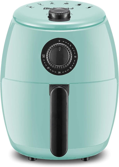 Elite Gourmet EAF-0201BL Personal Compact Space Saving Electric Hot Air Fryer Oil-Less Healthy Cooker, Timer & Temperature Controls, 1000W, 2.1 Quart, Mint