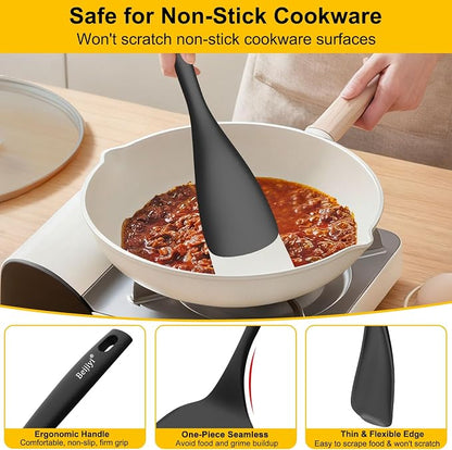 Beijiyi 4 Pack Silicone Spatula Set, High Heat Resistant, For Non-Stick Pan | Food Grade, BPA Free, Scratch-Free, Non-Toxic Kitchen Utensils, Turner Flipper for Cooking, Flipping, Dishwasher Safe
