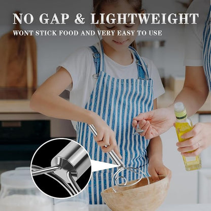 Danish Dough Whisk Stainless Steel Dough Hook Dutch Whisk for Sourdough Bread Dough Mixer Hand Wooden Handle Kitchen Whisking Mixing Tool Bread Making Tools and Supplies (Stainless Steel 1-eye)