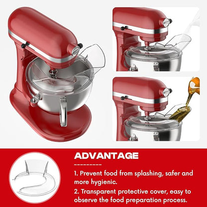 Pouring Shield for KitchenAid Mixer & Splash Guard Attachment - Compatible with 5.5-8QT Bowl-Lift Stand Mixers for KitchenAid
