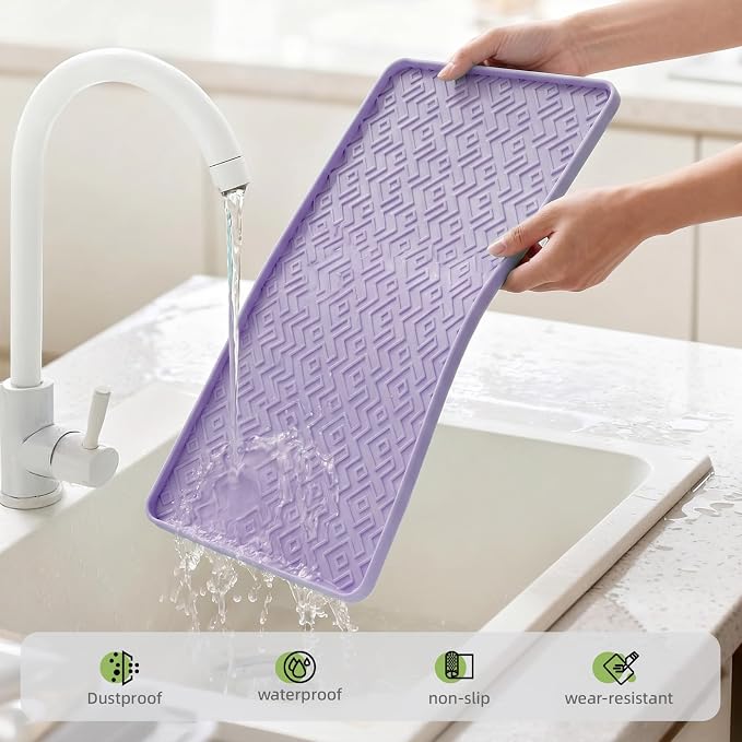 Silicone Coffee Mat 19" x 12", Waterproof Coffee Bar Mat, Spill-Proof Coffee Maker Mat for Kitchen Counter, Non-Slip Coffee Machine Mat, Durable Counter Protector
