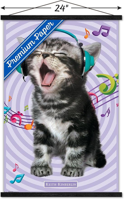 Trends International Keith Kimberlin - Kitten - Singing Wall Poster, 22.375" x 34", Premium Print and Black Hanger Bundle