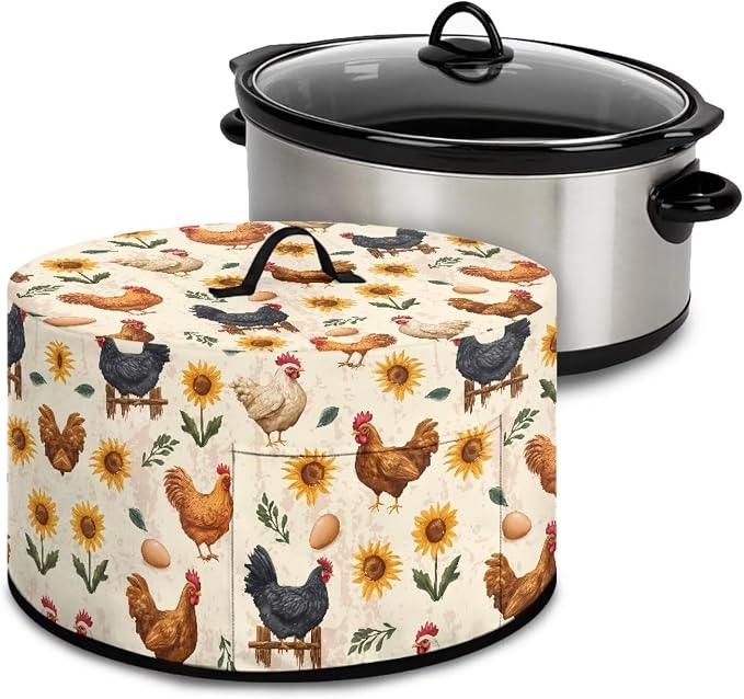 Rooster Slow Cooker Dust Cover 6-8 qt Crock for Pot Keep Small Kitchen Appliance Clean Kitchen Home Accessories Decor Cover Sunflower