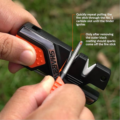 SHARPAL 101N 6-in-1 Pocket Knife Sharpener & Survival Tool – Diamond Sharpening Rod, Fire Starter Ferro Rod, Whistle – Sharpens Straight & Serrated Blades, Repairs & Hones Knives Fathers Day Gift