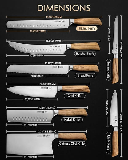 Mitsuharu 10.75" Slicing Knife, SHOMAN Series Brisket Knife for Meat Cutting with Ergonomic Olive Wood Handle, German Steel Meat Carving Knife for BBQ Brisket Turkey Ribs Roast Beef with Case