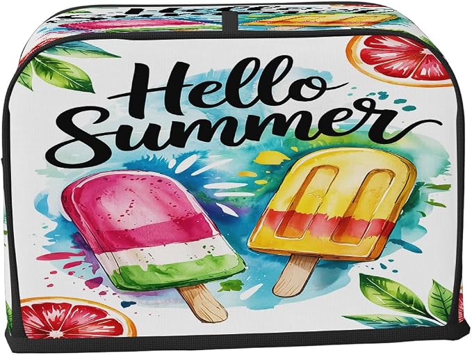 Summer Ice Cream Toaster Cover 4 Slice Wide Slot Washable Kitchen Appliance Covers Fingerprint Bread Machine Dust Cover Small Toaster Oven Accessories Covers Bread Maker Bag Women Gift