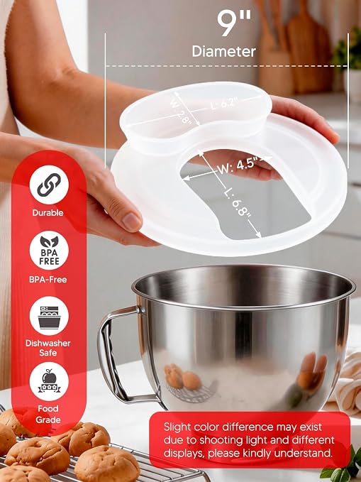 Silicone Kitchen Aid Splash Guard for Stand Mixer & Tilt Head Mixer, 4.5-5QT Mixing Bowl Pouring Shield & Flour Funnel, Kitchen Aid Accessories and Attachments - (Transparent)