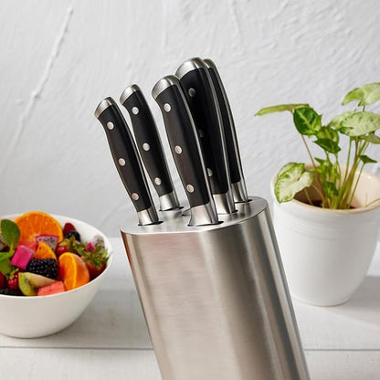 Cuisine::pro Artisan Stahl Knife Block Set, 6 Piece - German Stainless Steel Kitchen Knives, Full Tang Triple Riveted