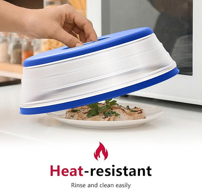WVM Microwave Splatter Cover Vented for Food with Hook Hole, Splatter Guard & Colander Kitchen Gadget for Food, Meal Prep, Blue, M(11"x3.26")-Pack of 1