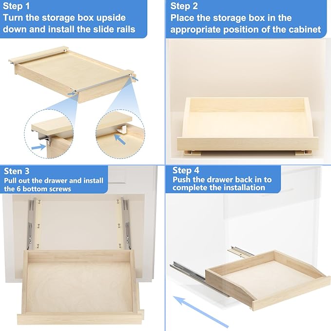 LOVMOR Single Pull Out Cabinet Organizer 19½”W x 21”D, Soft Close Slide Out Drawer Storage Shelves for Kitchen, Wood Cabinet Shelf Pull-Out Organizer Storage for Base Cabinet