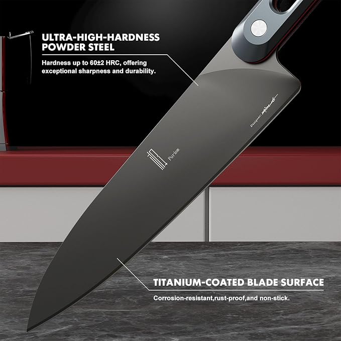 Japanese Chef Knife 8 Inch: ZDF-905 Powder Steel, Ultra Sharp Kitchen Knife, Full Tang Professional Chef Knife with Interchangeable Aluminum Handle, Purism Series
