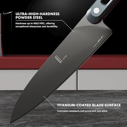 Japanese Chef Knife 8 Inch: ZDF-905 Powder Steel, Ultra Sharp Kitchen Knife, Full Tang Professional Chef Knife with Interchangeable Aluminum Handle, Purism Series