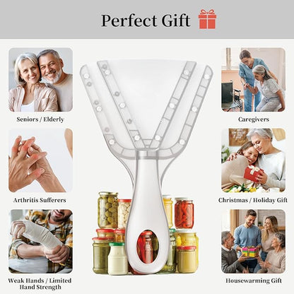 Jar Opener for Weak Hands & Seniors with Arthritis – Easy Twist-Off Lid & Bottle Opener – Ergonomic Non-Slip Handle, Unique Kitchen Gadget & Ideal Christmas Gift for Elderly, Women & Men (Transparent)