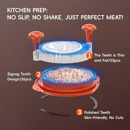XL 11" Chicken Shredder, Large Pro Meat Shredder Tool Twist with Ergonomic Handle, Strong Non-Slip Base, Dishwasher Safe, Kitchen Chicken Grinder for Ground Food, Vegetables, Orange
