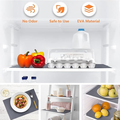 Shelf Liners for Kitchen Cabinets Refrigerator Liners Waterproof & Oil-Proof Kitchen Cupboard Liner Plastic Drawer Mats EVA Material Non Adhesive Fridge Liner for Shelves Gray 11.8 x 59 Inch